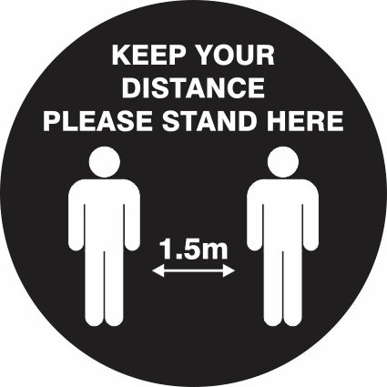 VINYL FLOOR GRAPHIC KEEP YOUR DISTANCE PLEASE STAND HERE