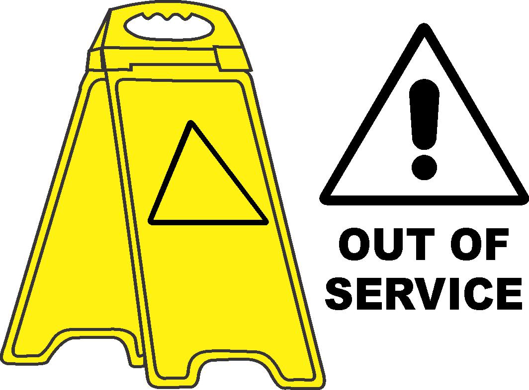 YELLOW FLOOR STAND OUT OF SERVICE