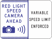 G6-357-1n - Red Light Speed Camera Ahead / Variable Speed Limit Enforced