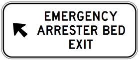 The G9-337-3n Emergency Arrester Bed Exit sign is rectangular, featuring a left-pointing arrow and "EMERGENCY ARRESTER BED EXIT" in bold black uppercase letters on a white background.