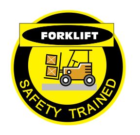 FORKLIFT SAFETY TRAINED HARD HAT DECAL 50mm