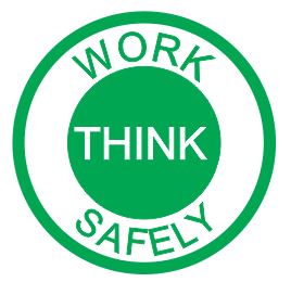THINK WORK SAFELY HARD HAT DECAL 50mm