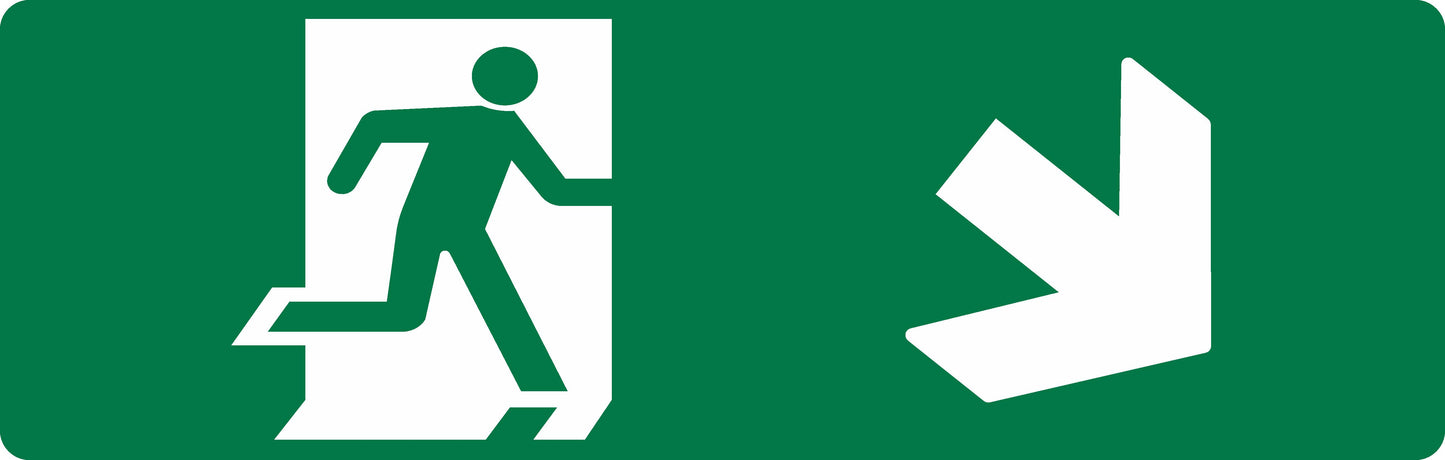 EXIT SIGN - RUNNING MAN RIGHT + DOWN ARROW