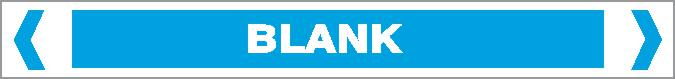 A rectangular blue pipe marker labeled "AIR - BLANK" in bold white capitals, with thin gray borders on top and bottom and white inward-pointing arrows on each side.