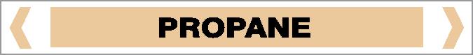 A tan rectangular label reads "PIPE MARKER - GAS - PROPANE" in bold black capital letters, centered in the middle.