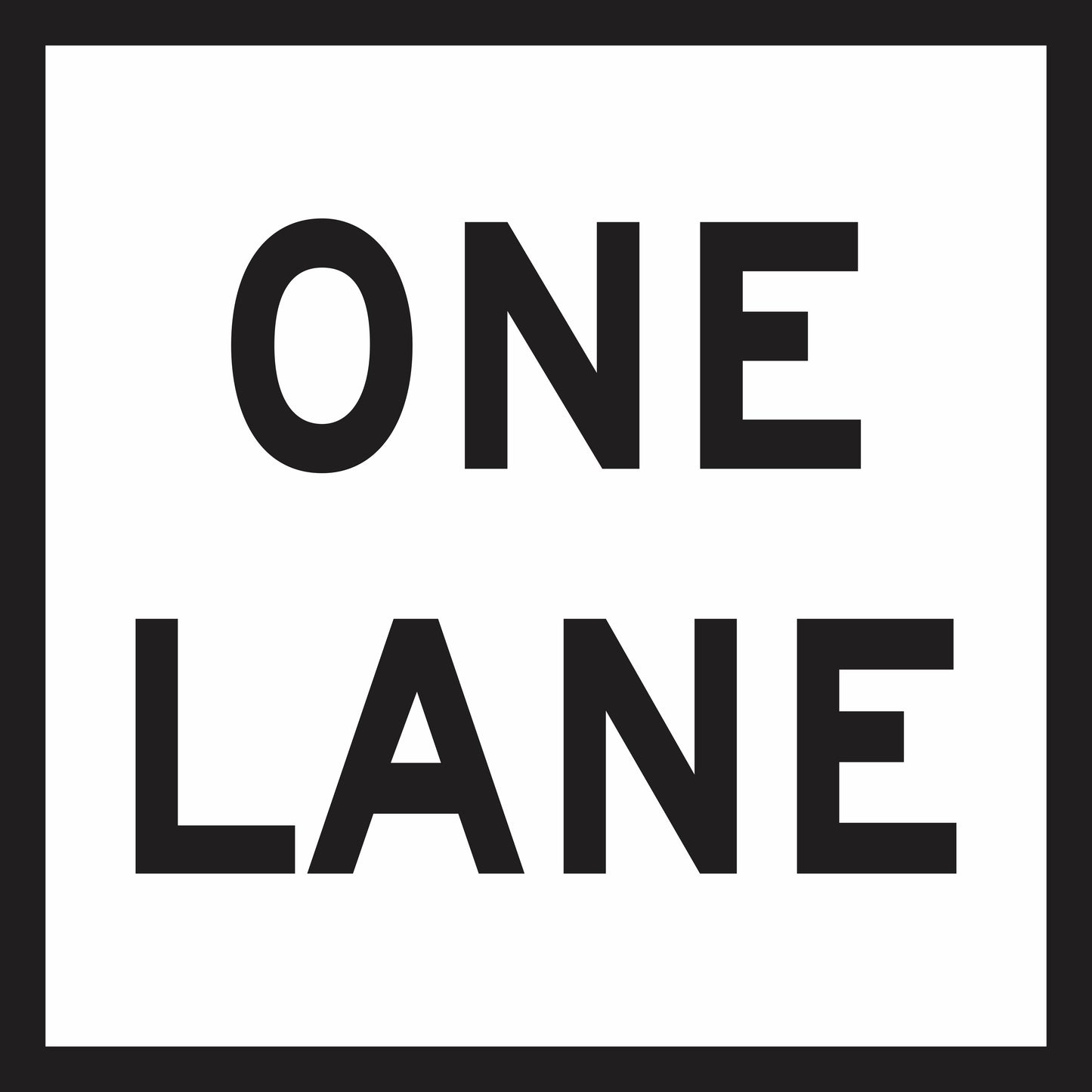 The One Lane (MMS Insert) is a rectangular sign with a white background, black border, and bold black "ONE LANE" lettering, designed as a multi-message sign insert for flexible traffic guidance.