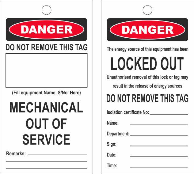 MECHANICAL OUT OF SERVICE LOCK OUT TAG PACK OF 50