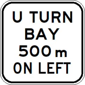 G9-392n(L) - U Turn Bay (___)m On Left