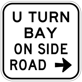 G9-393n(R) - U Turn Bay On Side Road (Arrow Right)