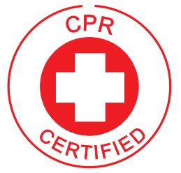 The ERT CPR CERTIFIED HARD HAT DECAL 50mm is a red and white badge with a medical cross at the center, encircled by "CPR CERTIFIED" in red text within a circular border.