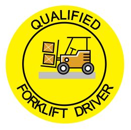 QUALIFIED FORKLIFT DRIVER HARD HAT DECAL 50mm