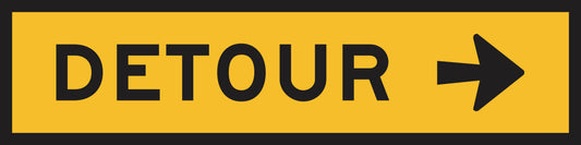 The Detour Right Arrow (MMS Insert) is a yellow rectangular sign displaying "DETOUR" in bold black letters with a right-pointing black arrow and an interchangeable multi-message sign insert.
