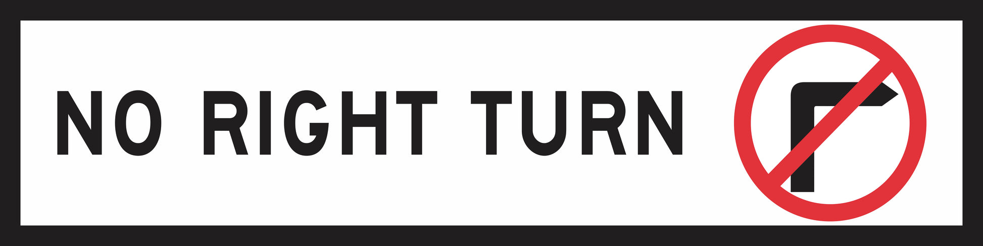The No Right Turn (MMS Insert) is a rectangular sign insert featuring "NO RIGHT TURN" in black text and a crossed-out right-turn arrow, designed for sign frames with interchangeable messages.