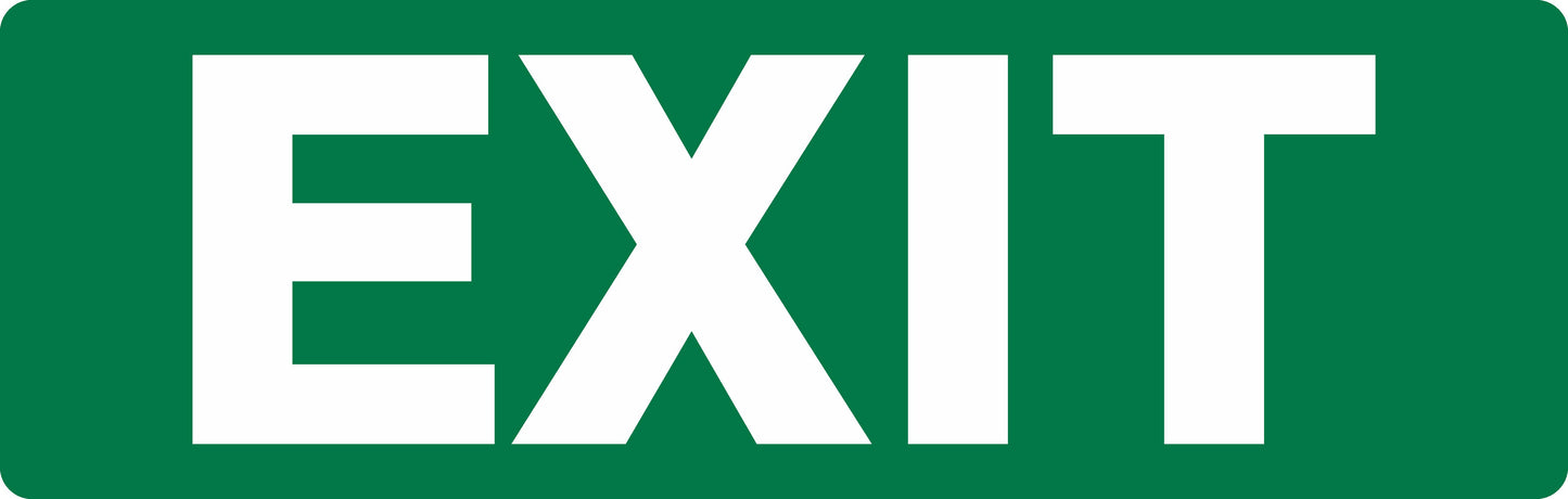 A green rectangular EXIT SIGN - EXIT, size 450mm x 150mm, featuring the word "EXIT" in bold white letters centered on the sign.