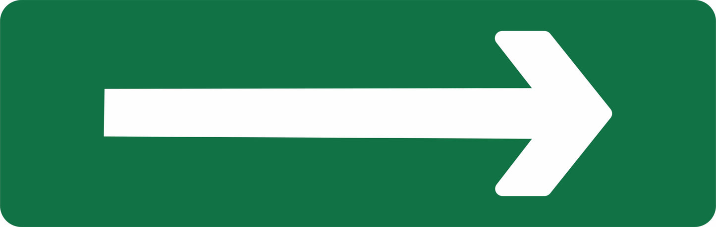 The EXIT SIGN - EXIT ARROW is a 450mm x 150mm green rectangular sign featuring a bold white arrow pointing right to indicate direction.