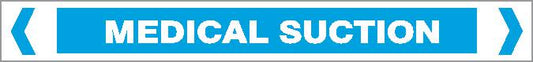 A blue Pipe Marker labeled "MEDICAL SUCTION" in white all caps with arrow-like symbols on each side highlights medical suction lines.