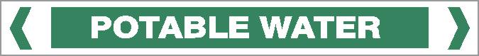 The Pipe Marker - WATER - POTABLE WATER is a green and white sign with bold white "POTABLE WATER" text, indicating the source is safe for drinking.