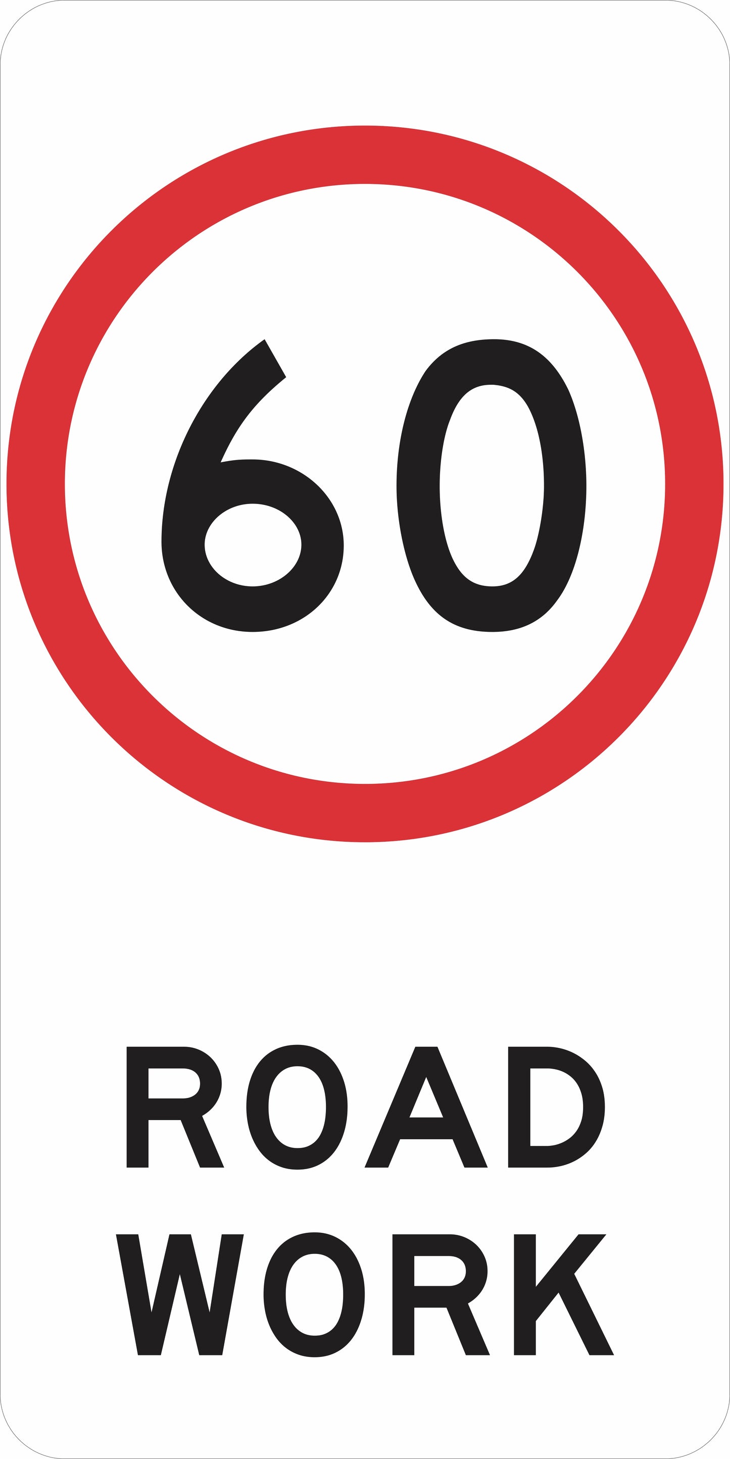 R4-212n Speed Limit (as required) Road Work