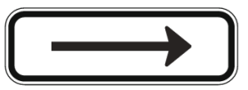 The R7-11-3 - Crossing Arrow (Right) is a rectangular white sign with a black border and solid black right-pointing arrow in the center, commonly used on Australian roads to improve safety.