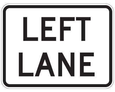 The R7-3(L) Left Lane Supplementary Plate is a rectangular road sign with a white background and black border displaying "LEFT LANE" in bold black capitals, compliant with NSW regulatory standards for optimal road safety.