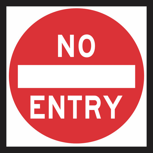 The RM2-4(A) No Entry sign (MMS Insert, for Multi Message Sign panels only) meets Australian Standards and is used by Transport for NSW to show that entry is prohibited beyond this point.