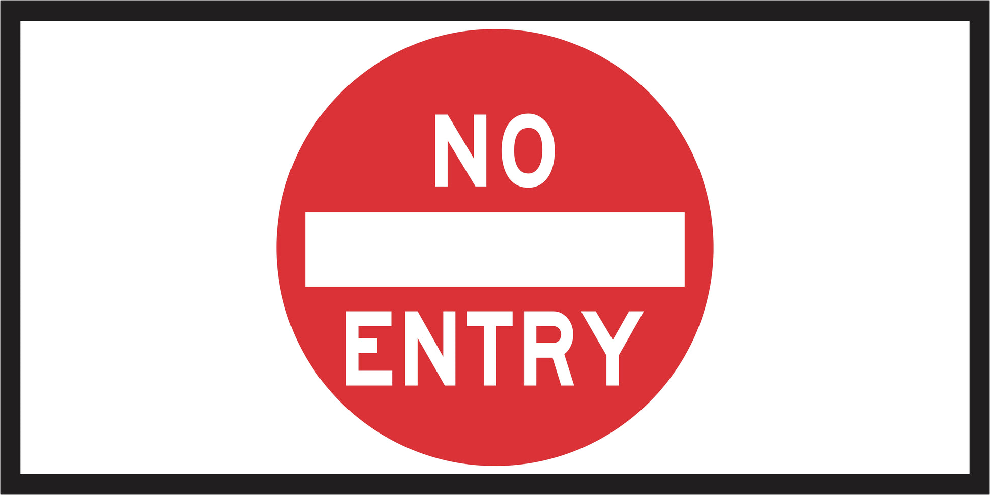 The RM2-4n(C) No Entry sign is a red circle with a white horizontal bar and "NO ENTRY" in white capitals, bordered in black. For use on Multi Message Sign panels only, this NSW regulatory sign signals that entry is not permitted.