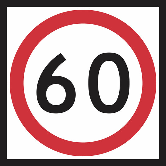 The RM4-1(A) Speed Limit sign features a red circle border with bold black “60” at the center to indicate a 60 km/h maximum speed limit, designed for use on Multi Message Sign panels and compliant with Australian Standards.