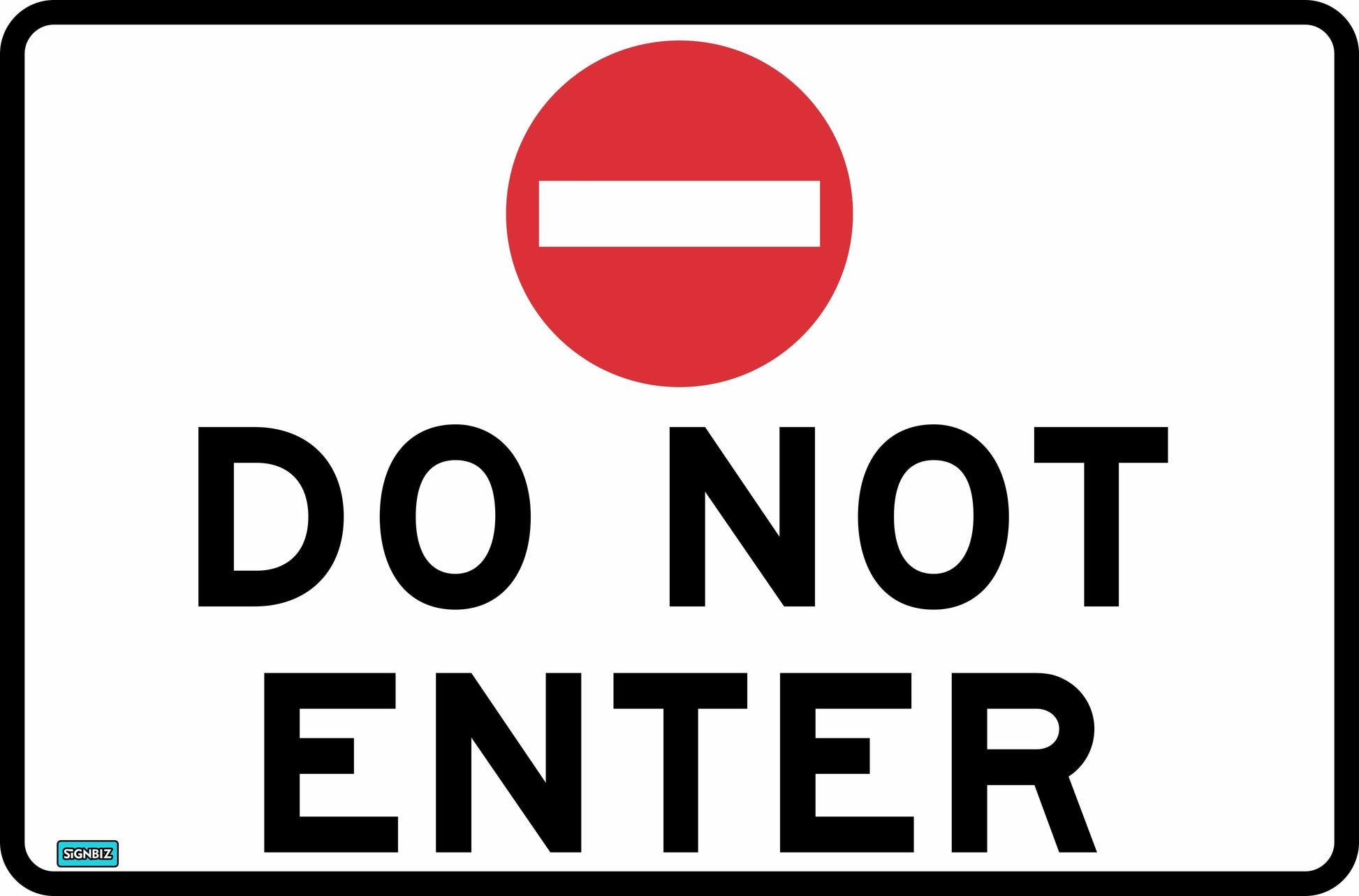 A rectangular SWING STAND SIGN ONLY - DO NOT ENTER with a red circle and white horizontal line above bold black "DO NOT ENTER" text, on a white background with a black border.