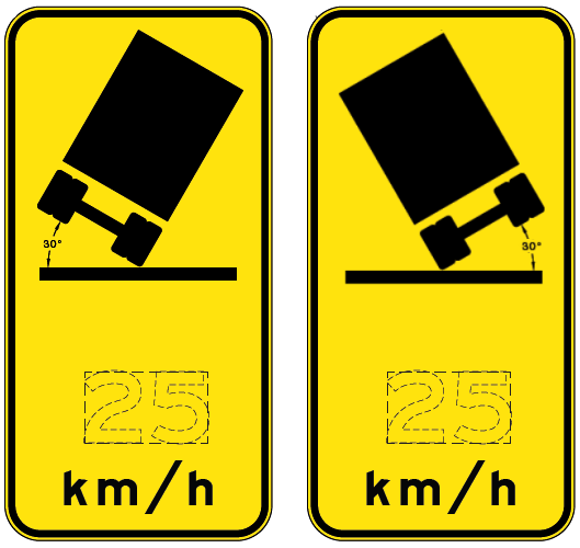 W1-8-1 Tilting Truck (Symbolic) & Speed (Left or Right)
