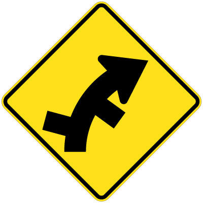 W2-11(R) - Successive Side Road Intersections on a Curve (Right Symbolic)