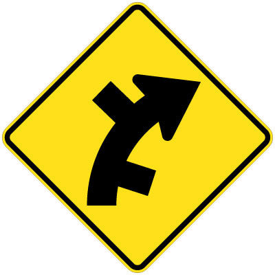 W2-12(R) - Successive Side Road Intersections on a Curve (Right Symbolic)