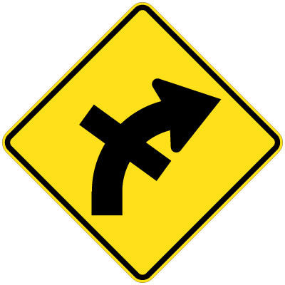 W2-15(R) - Cross Road On a Curve (Right Symbolic)