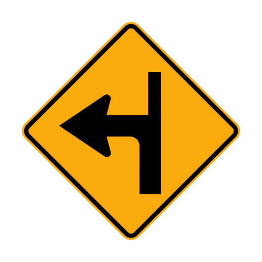 W9-1(L) - Modified T Intersection (Priority Road Enters Side Road) (Symbolic Left)