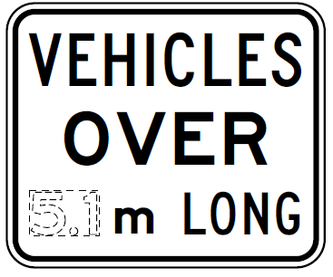 The R9-11-1 Size Restriction Vehicles Over 5.1m LONG sign is a rectangular, regulatory NSW road sign with bold black text on white, compliant with Australian Standards.